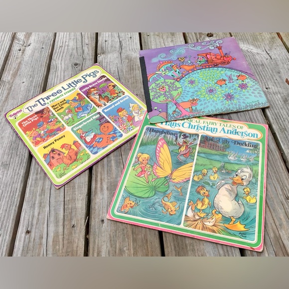 Lot Vintage Childrens Records Story Book Reading Songs Classic Fairy Tale Fables - Picture 1 of 16
